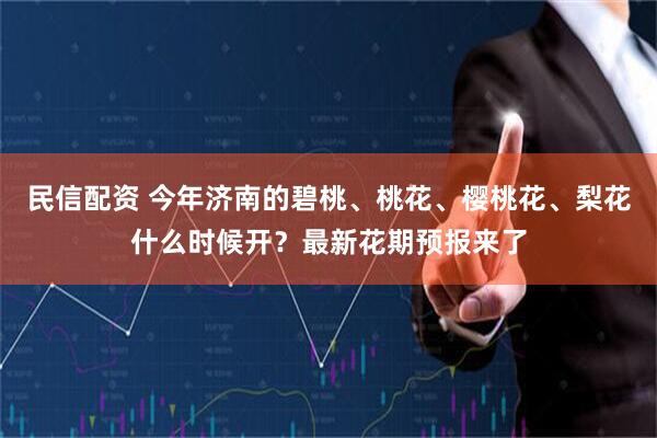 民信配资 今年济南的碧桃、桃花、樱桃花、梨花什么时候开？最新花期预报来了